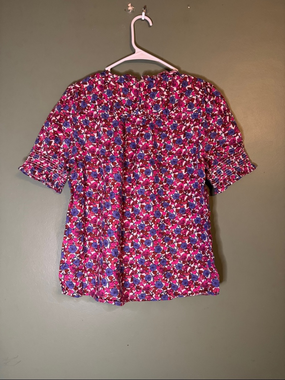 J. Crew 100% Linen Vibrant Floral Puff Sleeve Cottagecore Blouse Small - Picture 6 of 9